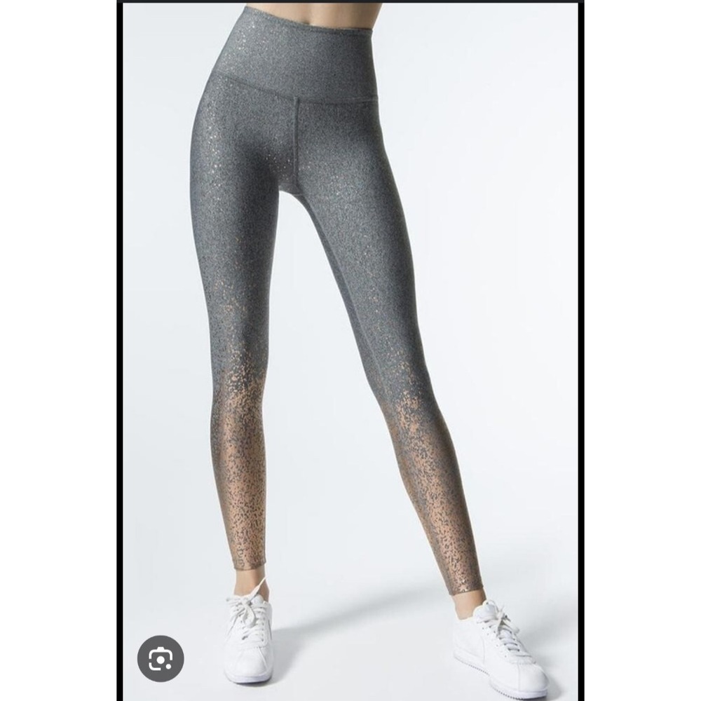 Beyond Yoga Womens‎ High Waisted Leggings Grey Rose Gold Ombre Foil Size M
